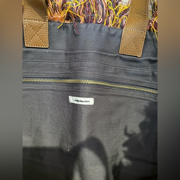 Anthropologie Canvas Swirl Tote, Fabric Bag, Fabric Purse, Fringe, Multi, NWT - Picture 4 of 5